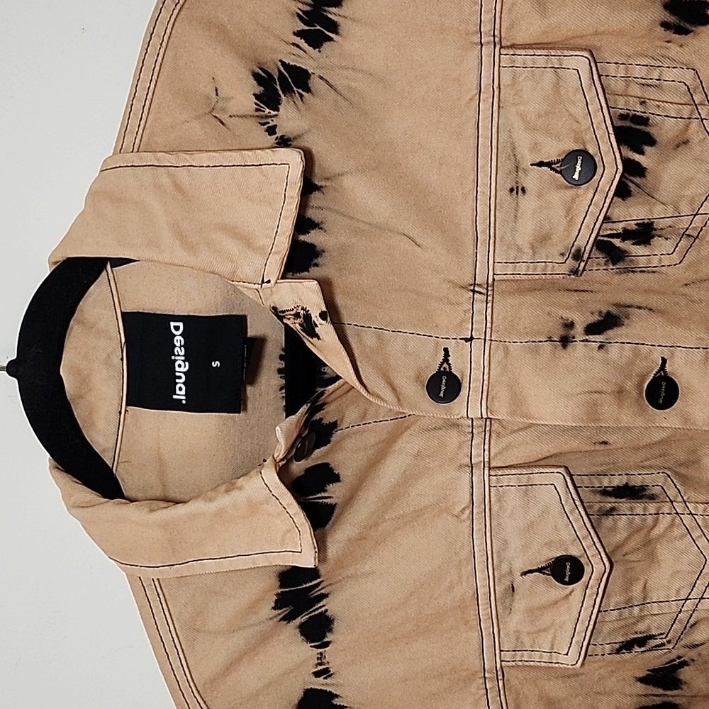 Desigual Tie-dye denim jacket Black/ Tan Sz Small - Picture 8 of 16